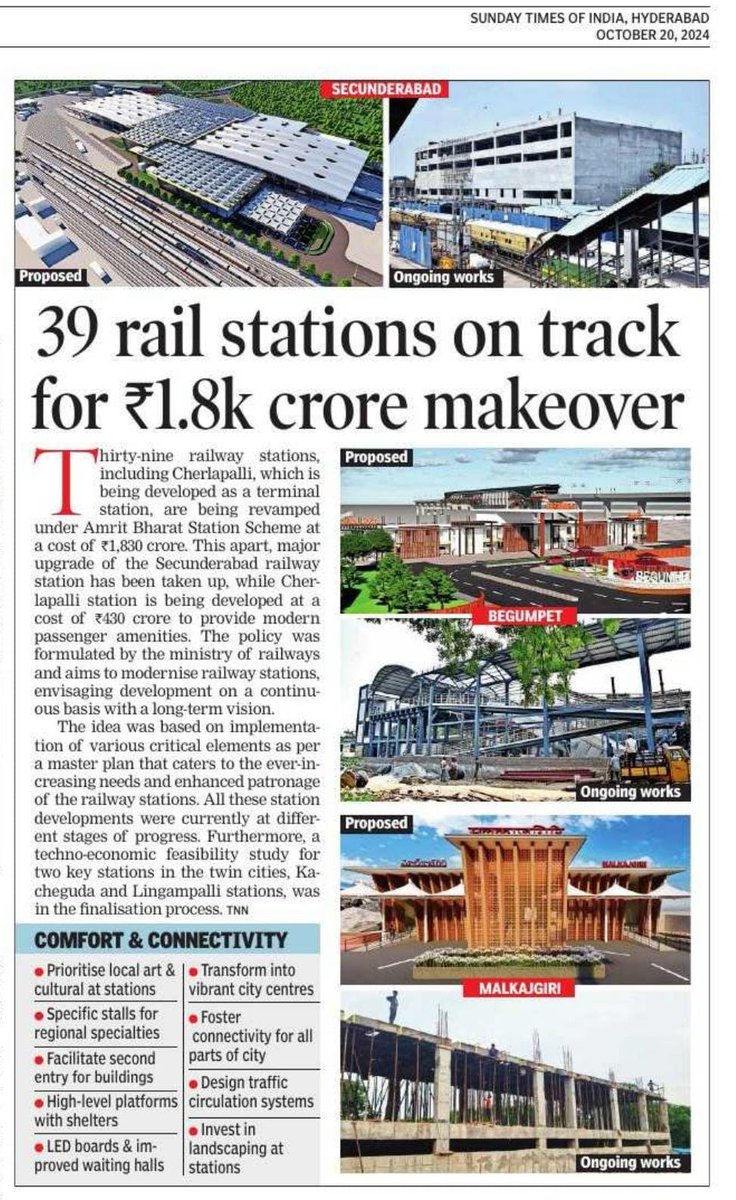 South Central Railway (@scrailwayindia) on Twitter photo 39 rail stations on track for ₹1.8k crore makeover in #Telangana <a href="/timesofindia/">The Times Of India</a>
<a href="/RailMinIndia/">Ministry of Railways</a> <a href="/AshwiniVaishnaw/">Ashwini Vaishnaw</a> <a href="/drmsecunderabad/">DRM Secunderabad</a> <a href="/drmhyb/">DRM HYB</a>
#NayeBharatKaNayaStation #AmritBharatStation #RailInfra4Telangana 39 rail stations on track for ₹1.8k crore makeover in #Telangana <a href="/timesofindia/">The Times Of India</a>
<a href="/RailMinIndia/">Ministry of Railways</a> <a href="/AshwiniVaishnaw/">Ashwini Vaishnaw</a> <a href="/drmsecunderabad/">DRM Secunderabad</a> <a href="/drmhyb/">DRM HYB</a>
#NayeBharatKaNayaStation #AmritBharatStation #RailInfra4Telangana