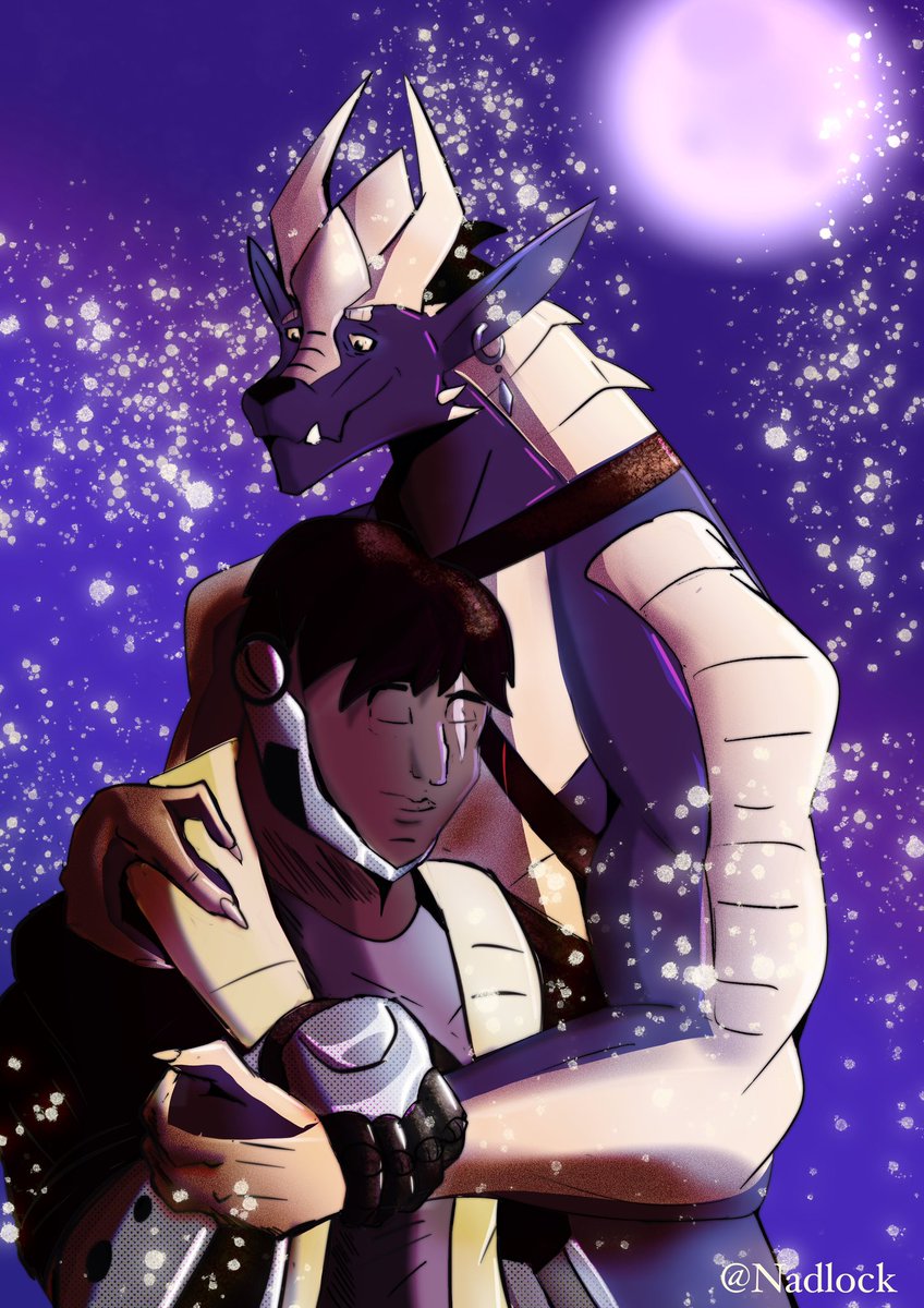 Nadlock68's tweet photo. Entry to the @SecondContact_ contest hosted by @serakatto . A simple tender embrace under the night sky . After years of being a bounty hunter and super soldier it’s nice change of pace
#scfanartcontest2024
#secondcontact
#humansareweird #humansareamazing #humansareapaceorcs https://t.co/8Dg8eSmZBK