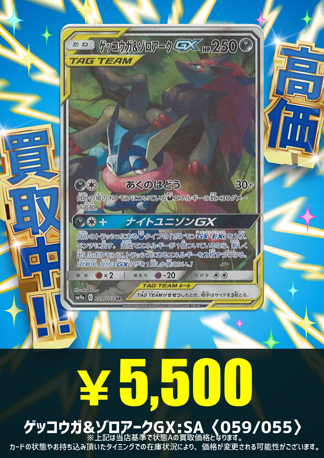 PSA10 ゲッコウガ&ゾロアーク GX SA 059/055 TAGTEAM PSA10