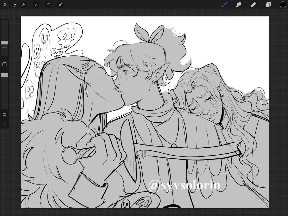 In our Curse of Strahd game our bard is in a love triangle with Rahadin and a hot warewolf lady 🤭🤭 simply had to draw #cos #curseofstrahd #dnd #dnd5e #sketch