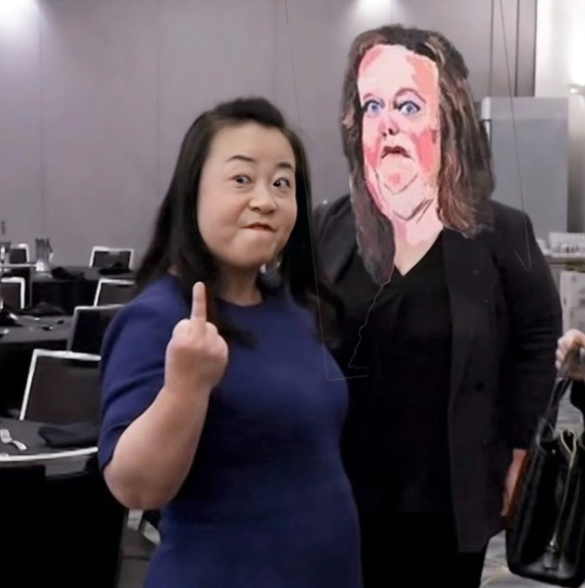 KieraGorden's tweet photo. For anyone wondering why @ElizabethLeeMLA’s face-pose in her infamous photo looks familiar… 👇
And let’s be clear that this middle-finger is not just to the media but anyone who doesn’t share her RW values. #ACTvotes #ACTelection #AusPol https://t.co/U13bpjvzJi
