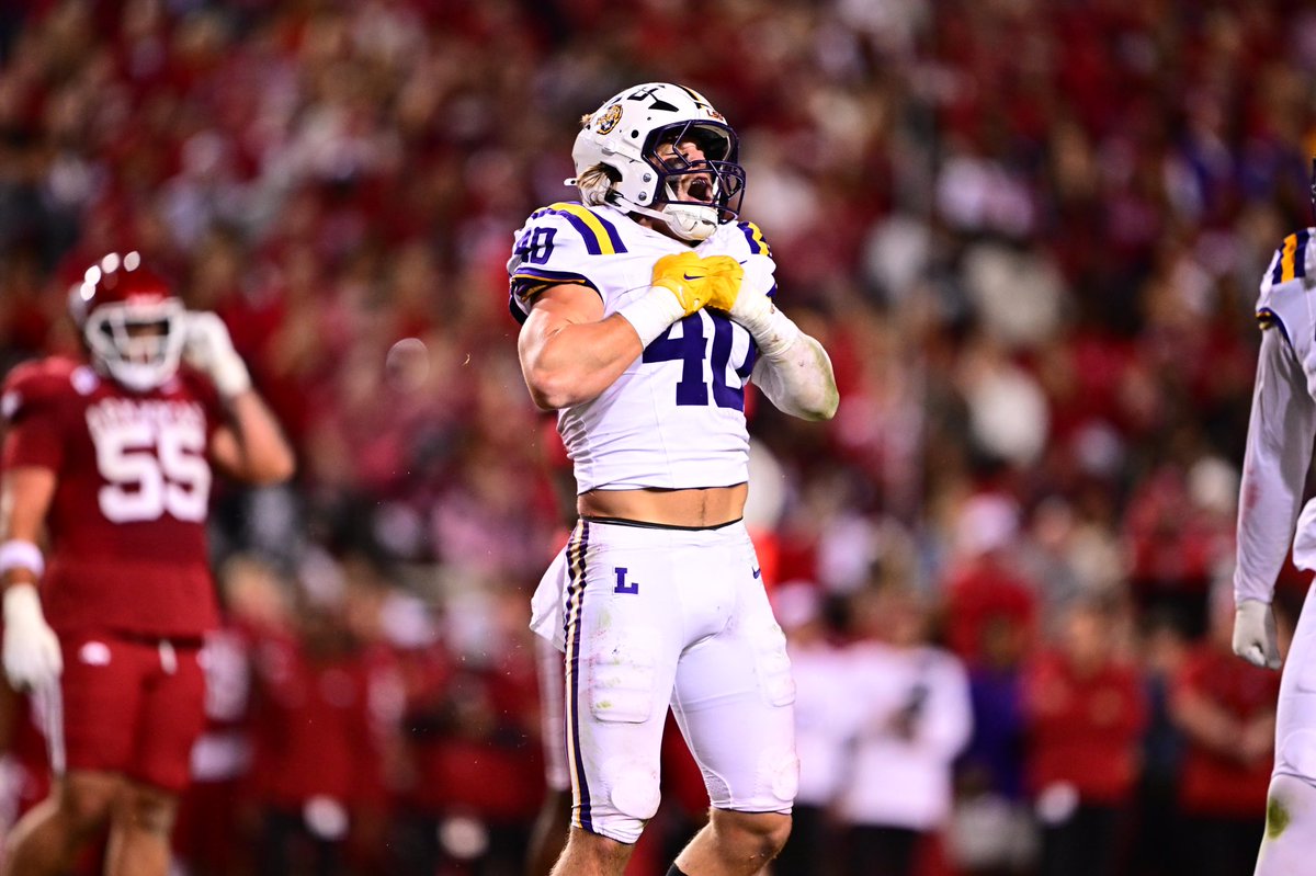 HValentineLSU's tweet photo. Two years ago, Harold Perkins put the team on his back and led @LSUfootball to victory over Arkansas in Fayetteville.

Today, it was Whit Weeks. https://t.co/WzwqRWzBQ2