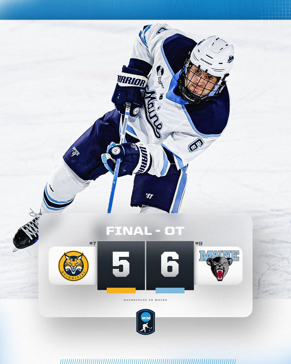 No. 9 <a href="/MaineIceHockey/">Maine Men’s Ice Hockey</a> completes the sweep over No. 7 Quinnipiac 🧹

#NCAAHockey