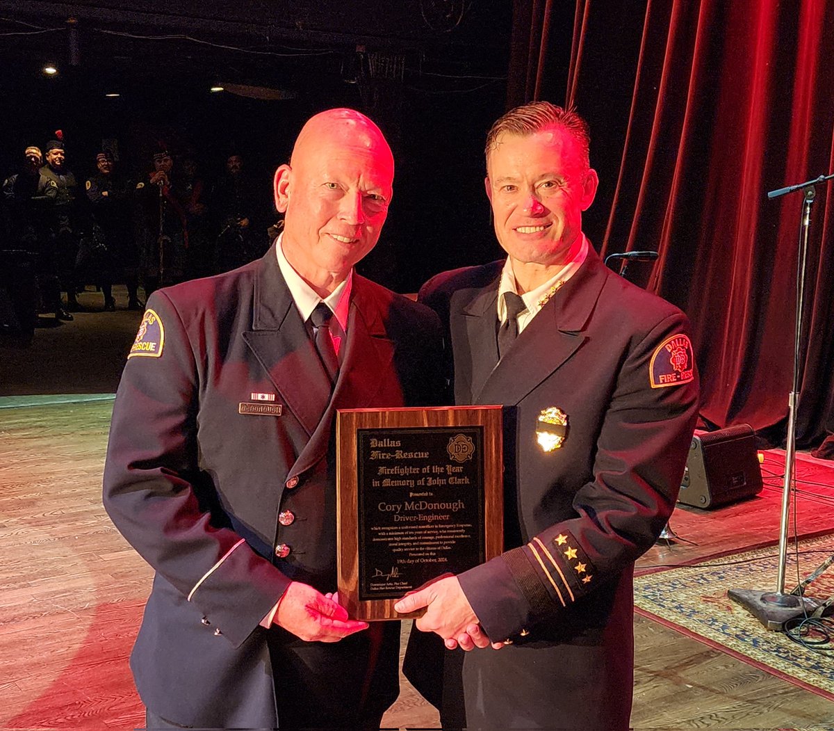 DALLAS FIRE-RESCUE (@dallasfireres_q) on Twitter photo In Memory of John Clark, the 2024 #FirefighteroftheYear <a href="/dfdawards/">Dallas Fire-Rescue Awards</a> goes to Driver Engineer, #CoryMcDonough, from Truck 56 C-Shift! #dfrawards In Memory of John Clark, the 2024 #FirefighteroftheYear <a href="/dfdawards/">Dallas Fire-Rescue Awards</a> goes to Driver Engineer, #CoryMcDonough, from Truck 56 C-Shift! #dfrawards