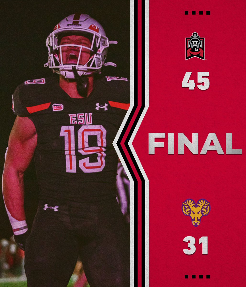 ESUWarriors's tweet photo. HOMECOMING DUB ✅

The Warriors rush for 273 yards, with Tahir Mills (140 yards) and Tyriq Lewis (108 yards) both eclipsing the century mark and each rushed for two touchdowns.

The Warriors down West Chester in back-to-back seasons for the first time since 2000-01 and defeat Bloomsburg and West Chester in consecutive seasons for the first time since 1978-79.

#WhereWarriorsBelong