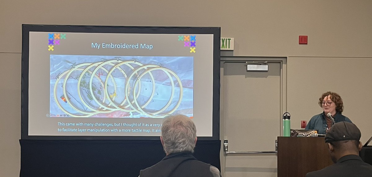 Seda Şalap-Ayça (@sedasalap) on Twitter photo Proud advisor moment @ #NACIS2024! A <a href="/Brown_DEEPS/">Brown DEEPS</a> senior, Quinn Cowing presented their work “Untangling Rhode island's
Forest Habitat; Interactive Mapping at the Confluence of Art and Cartography” - check these meticulously designed & embroidered layers of habitat! Proud advisor moment @ #NACIS2024! A <a href="/Brown_DEEPS/">Brown DEEPS</a> senior, Quinn Cowing presented their work “Untangling Rhode island's
Forest Habitat; Interactive Mapping at the Confluence of Art and Cartography” - check these meticulously designed & embroidered layers of habitat!
