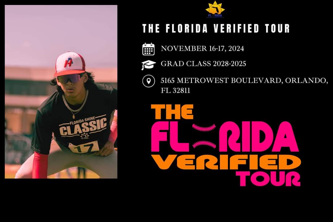 The Florida Verified Tour

📆Nov 16-17
📍Eagle Nest Park - Orlando, FL
🎓2028-2025 Grads

2-Day mini event for 2028-2025 players. This isn’t just another showcase—it's THE event to get verified.

Workout, Games, Data, Coverage, &amp; More!