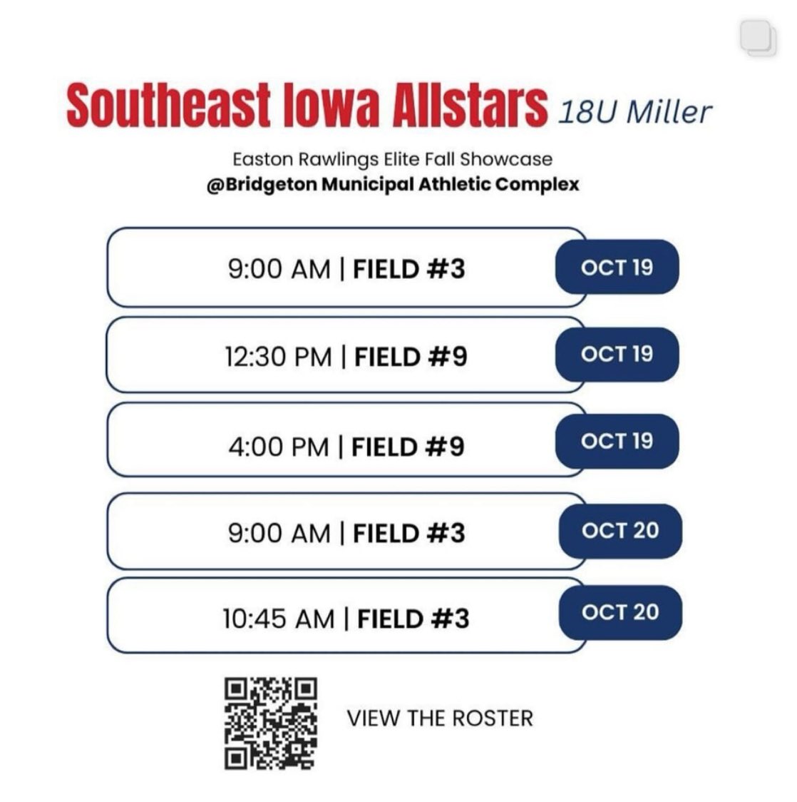 SkylarLPeterson's tweet photo. Oops.  We are actually on field 3 tomorrow at BMAC!  

Looking forward to finishing strong tomorrow. https://t.co/xzGRMwo1Cm