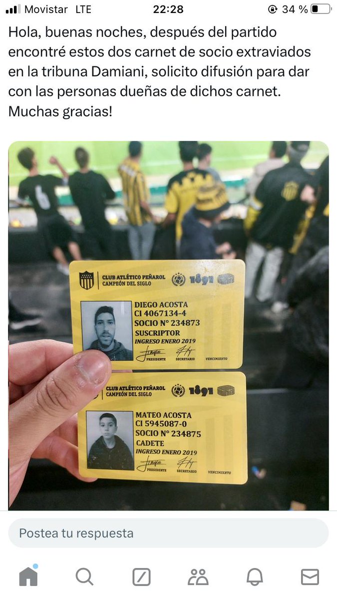 Buggiano1's tweet photo. Estos dos carnets los encontraron en la Damiani, vamos a pasarlo a ver si encontramos a los dueños https://t.co/eL4XXb0BrY