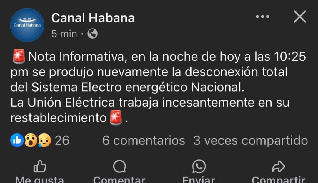 El oficialista Canal Habana eliminó la publicación poco después. 
Seguimos avanzando en la construcción del socialismo.