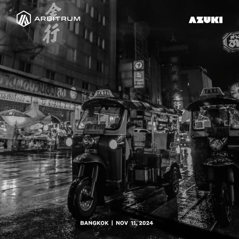 Sawasdee!

Exciting news – for the first time ever, we’re having the <a href="/Azuki/">Azuki</a> x <a href="/arbitrum/">Arbitrum</a> experience in Bangkok during DevCon Week! 🇹🇭⛩

🗓 11 Nov 2024  
🕖7 - 11 PM  
📍Fatboy Izakaya, Amarin

Register here: lu.ma/azukixarbitrum…

Kob Khun Ka, see you there!