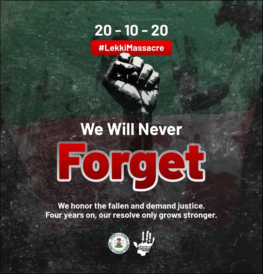 EiENigeria's tweet image. Today, we remember the lives lost and the voices silenced at Lekki Toll Gate. We will never forget. We will never stop seeking justice.
#LekkiMassacre #EndSARS