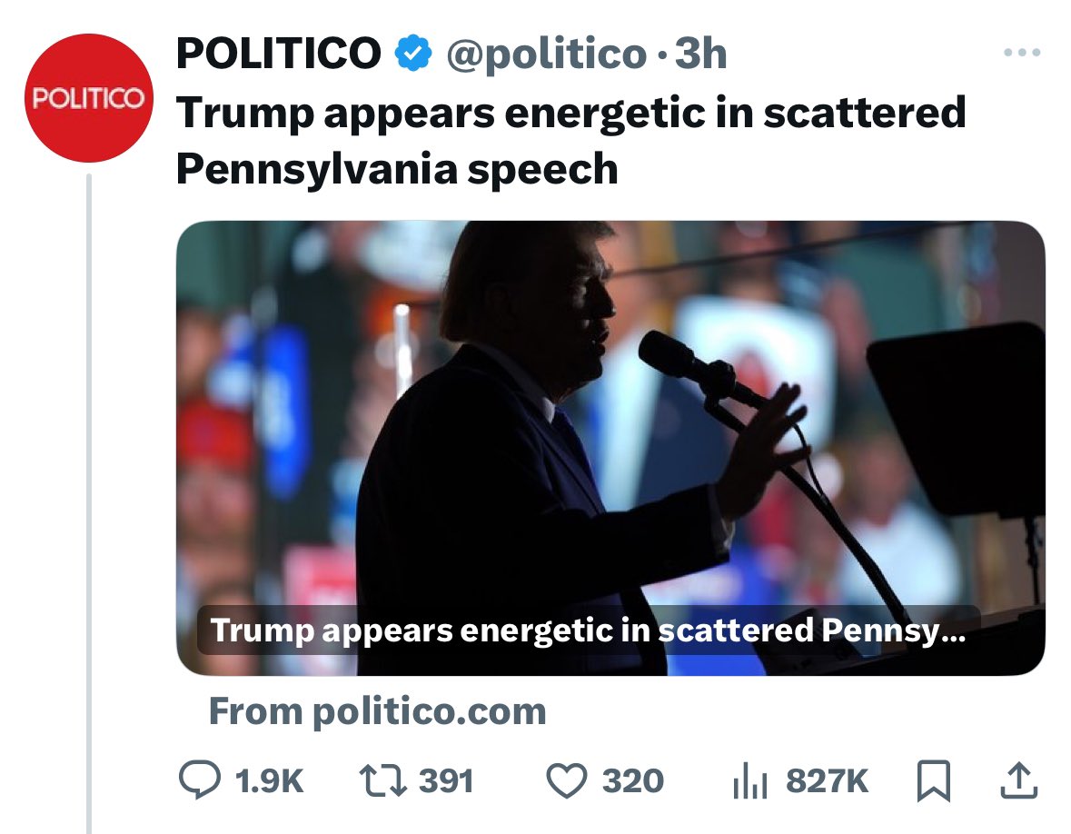 AmoneyResists's tweet photo. Really @politico? Because he talked about Arnold Palmer’s “legendary” schlong and called @KamalaHarris a “shit Vice President”? That’s “appearing energetic” to you? You���re a disgrace to journalism. https://t.co/aWKGqbgMu5