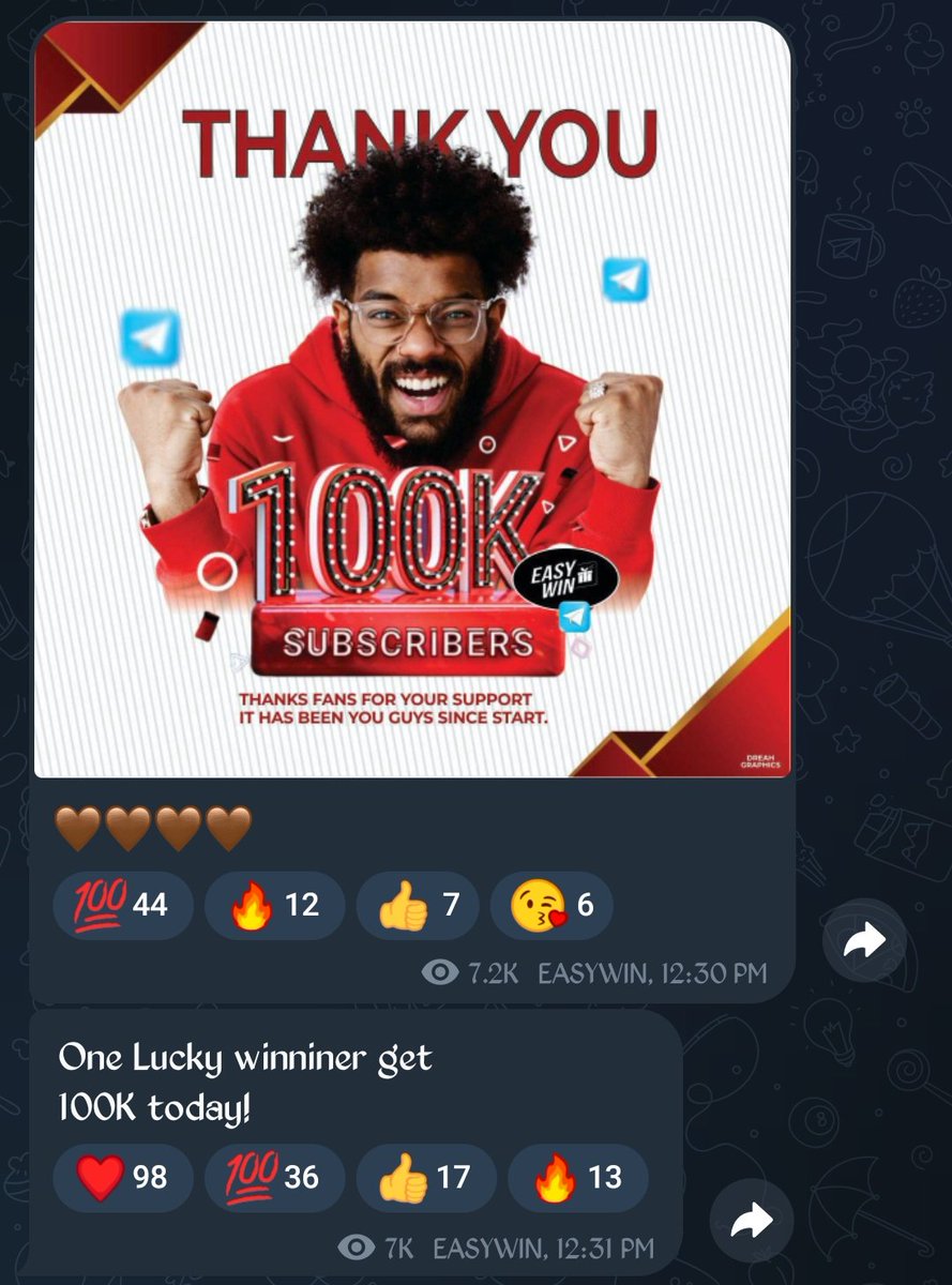 Repost and join now, cost you nothing and you might be the lucky person to win the 100k 

Join here 👇🏽 Good luck
t.me/+8oStAatxlYI3Y…