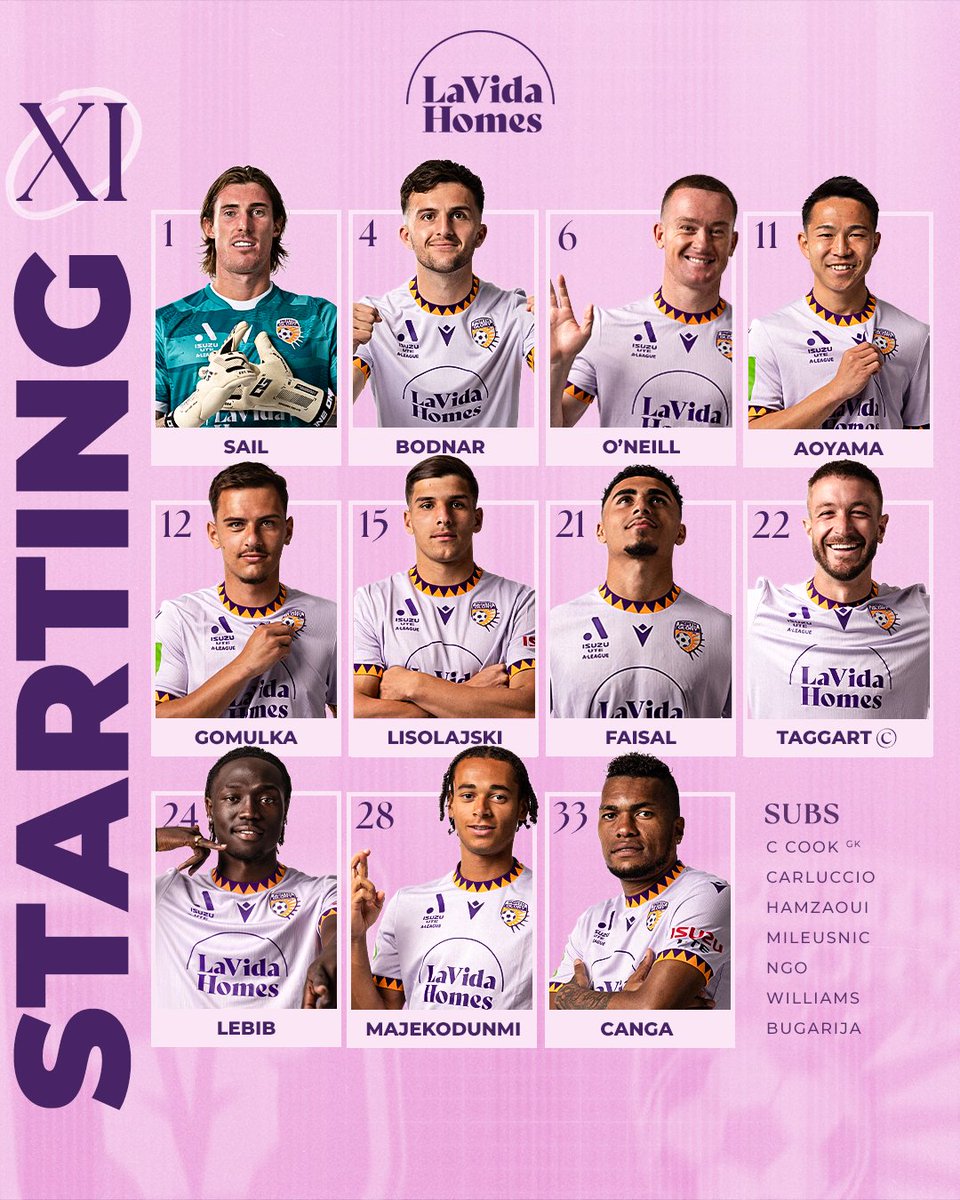 Team News is in!
Here's how we're lining up for our first game of the 2024/25 <a href="/aleaguemen/">Isuzu UTE A-League</a> season.
5 debutants in the starting XI.
Catch all the action from 1pm WST on <a href="/ParamountPlusAU/">Paramount+ Australia</a>.
#MACvPER #ONEGlory