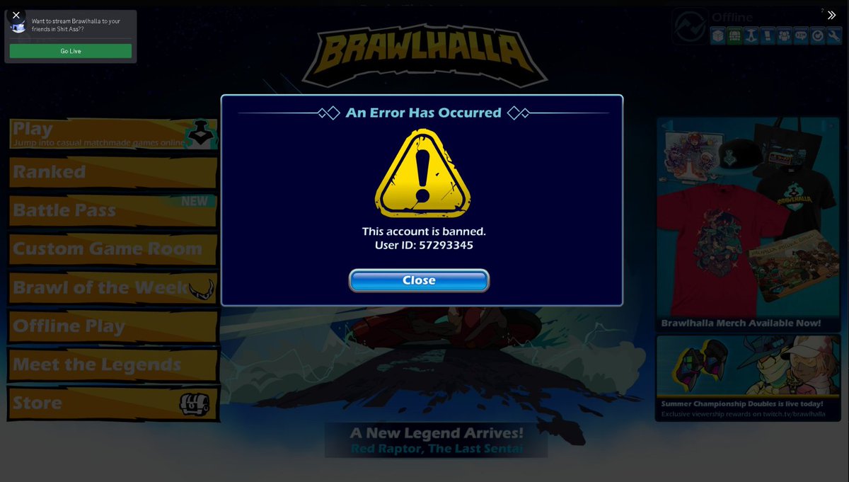ImJustBuggin's tweet photo. been banned for over a year now can i do a trial ort something @Brawlhalla @DiffensiveGames @Fodakahn https://t.co/2ohwtMERep