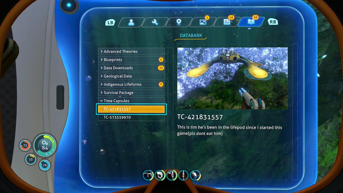 amonk93's tweet photo. I will keep Tim safe! #subnautica @Subnautica https://t.co/zoZEdDyw3I