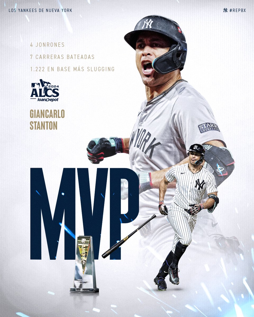 Yankees_Beisbol's tweet photo. Su MVP de los ALCS: El Gigante, Giancarlo Stanton.

#LosDelBronx https://t.co/2VhsST4Nfo