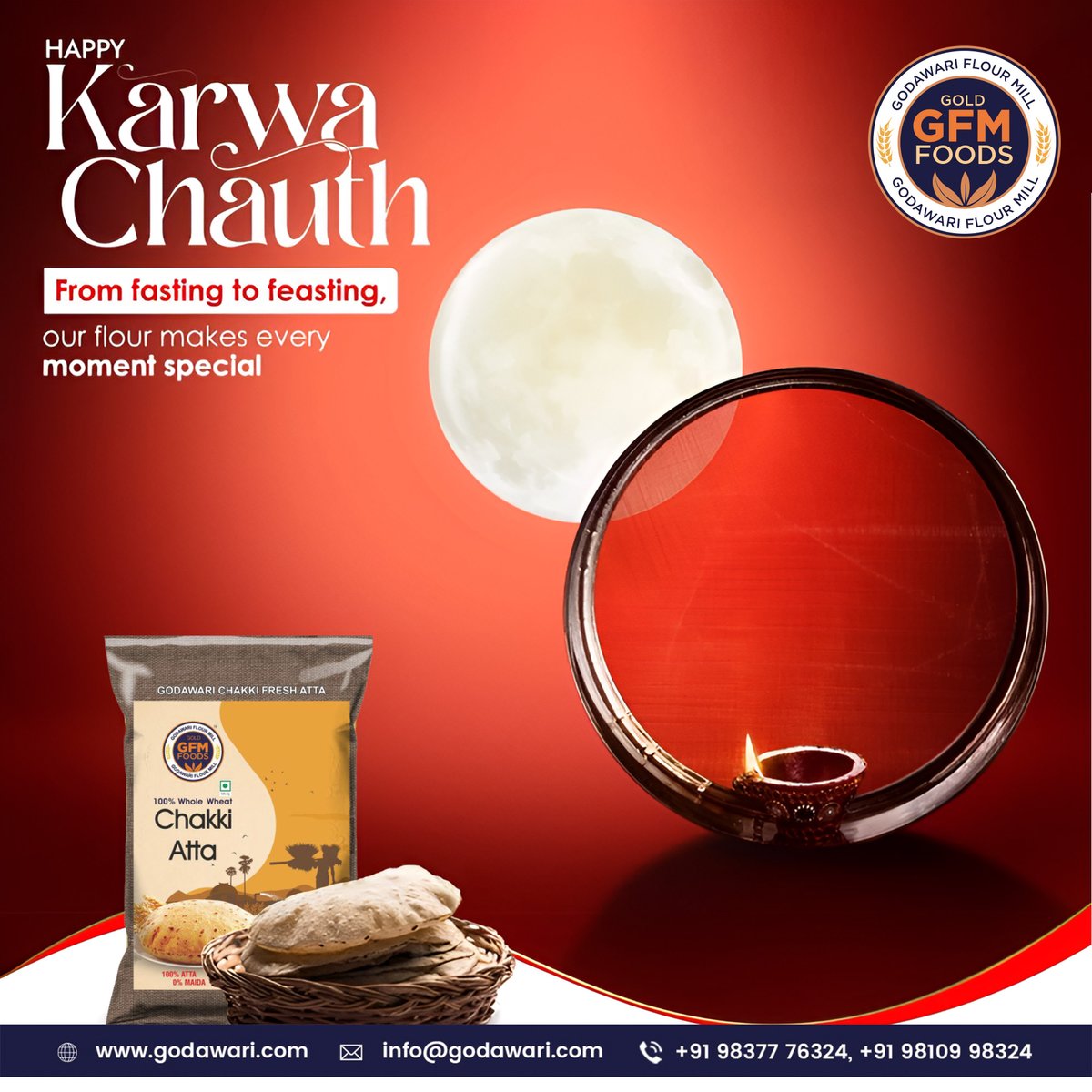 GodawariMill's tweet photo. Happy Karwa Chauth to all the couples! May this day of devotion bring you both closer, filling your lives with love, happiness, and prosperity. 💫

#GodawariFlourMill #GodawariMill #GFM #KarwaChauth #KarwaChauth2024 #KarvaChauth https://t.co/u5PflL3Yac