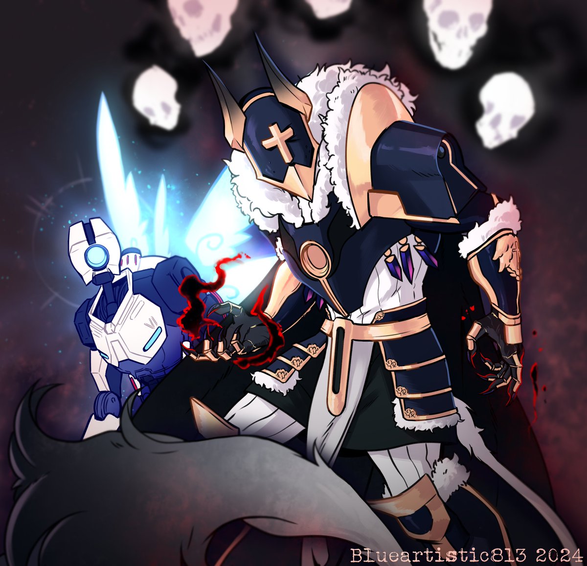blueartistic813's tweet photo. #ULTRATOBER days 17-19,  
Character Design Swap! I couldn't think of anything creative but I had remembered I wanted to draw @guardiangroves fallen gabriel and risen v1 :3 #ULTRAKILL https://t.co/jruwY6KkCw