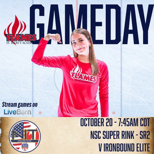 Set your alarm ⏰ Our 🔥Flames🔥 hit the ice bright and early tomorrow morning to round out this showcase!! #smaprepflames #nittraditiontournament