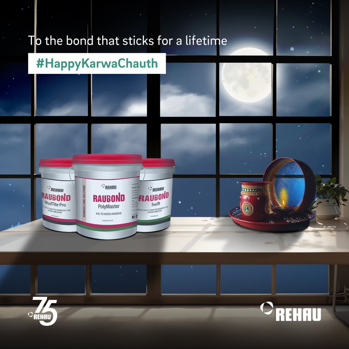 Just as Karwa Chauth celebrates the enduring bond of love and longevity, REHAU RAUBOND adhesive guarantees a lifetime of strength for your furniture and surfaces.  A bond built to last, just like your love. REHAU wishes you all a very Happy Karwa Chauth.

#karwachauth #RehauIndia