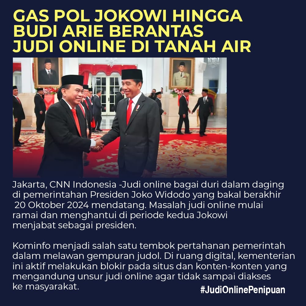 STOP jodol......
Gaspol Jokowi hingga Budi Arie berantas JUDOL di Tanah Indonesia.

#TerimaKasihKominfo
Irish Bella Abu Janda Menang  Novi Saliba Presiden Rp 1 Indah G