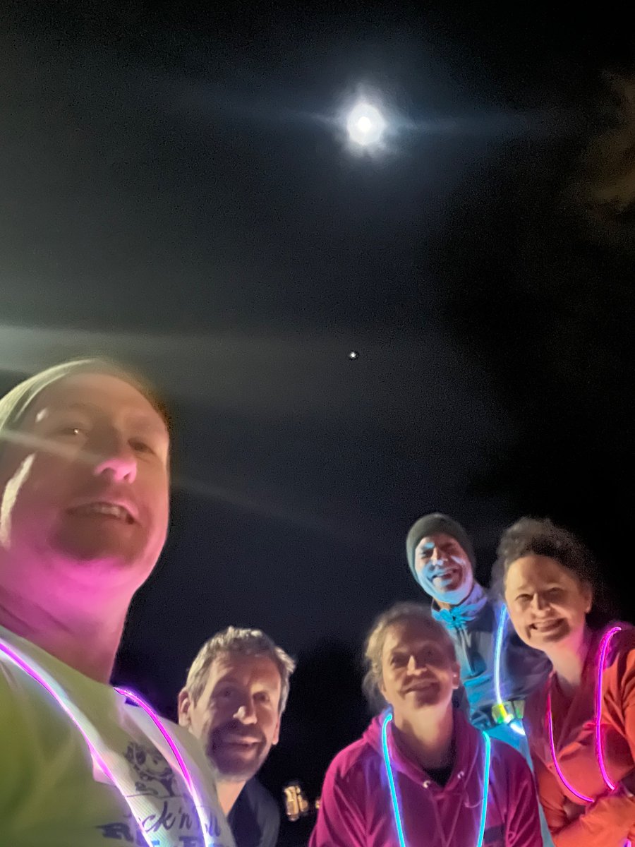 Lap 5/6 in the books. Love running in the light of the moon! #misfitsmarathon