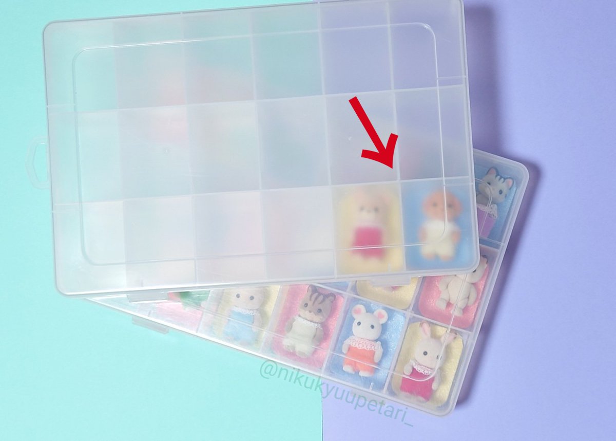 ダイソーさんの (18マス) セクションケース、仕切りを外せば2マスで3人