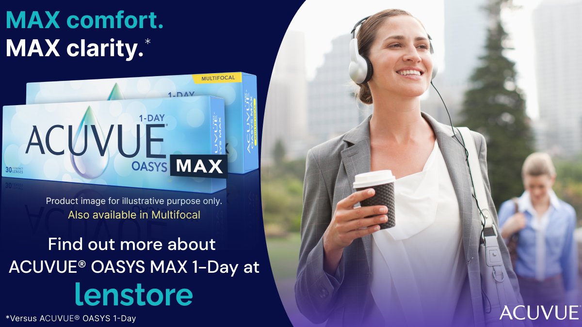 Lenstore's tweet image. Need clearer vision for your busy day? ACUVUE OASYS MAX 1-Day is here to help you see comfortably from morning to night. Learn more: lenstore.co.uk/acuvue/daily-d… #lenstore #contactlenses #Acuvue