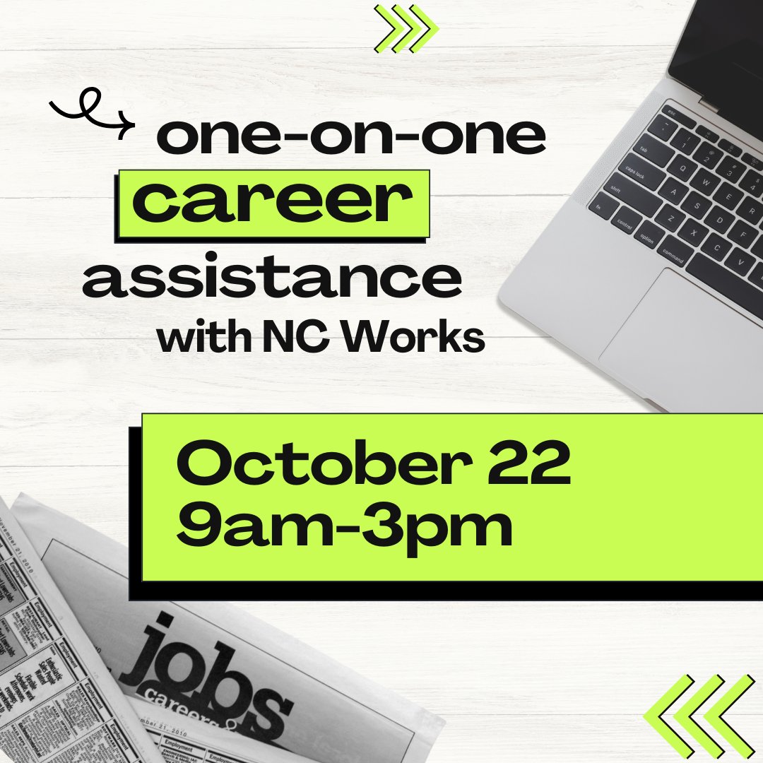 ClaytonLibrary's tweet image. Job seekers, we’ve got your back! Join us at the library on October 22 from 9 AM to 3 PM for resume assistance and job search tips from NC Works. Let’s get you closer to your dream job!
#JobHelp #ResumeReady #NCWorks #LibraryEvents