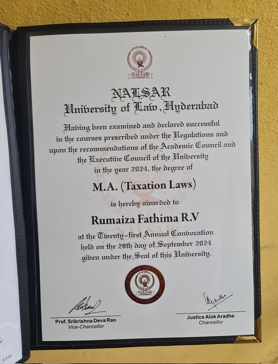 rumaizaIRS's tweet photo. Officially a post graduate! 
Thanks to @NALSAR_Official and @NADT_Official I have a new found academic interest which *actually* and shockingly helps at the job on a daily basis! https://t.co/ezNMGrPrv7