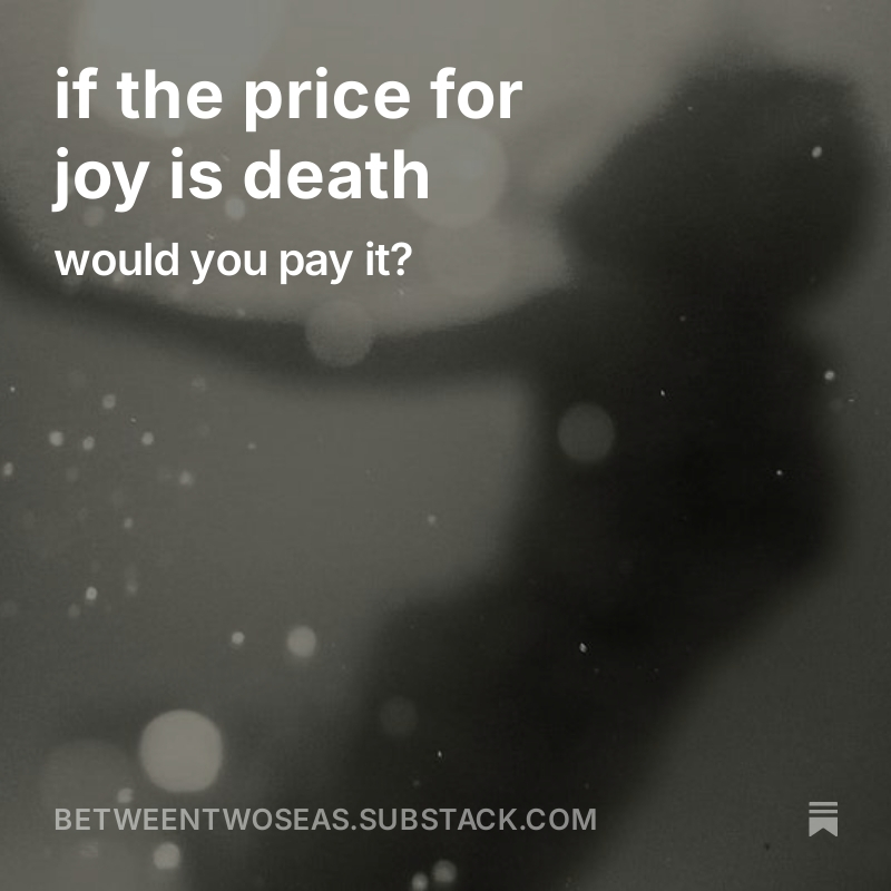 my latest newsletter explores joy, bioluminescence, our ridiculous human brains and the price we pay to feel as deeply as we do - betweentwoseas.substack.com/p/if-the-price…

#WritingCommunity