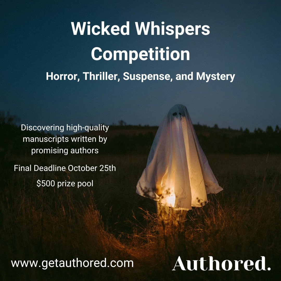 Less than a week until the final deadline for our Wicked Whispers Competition! RT for chance to win a FREE submission. Unleash the horrors within. Winner of free submission announced 10/22. #writingcommunity #amquerying #MSWL