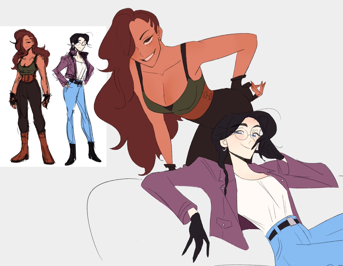 lofi_momo's tweet image. after redesigning Raquel’s outfit 1000x, i can finally draw the gfs properly