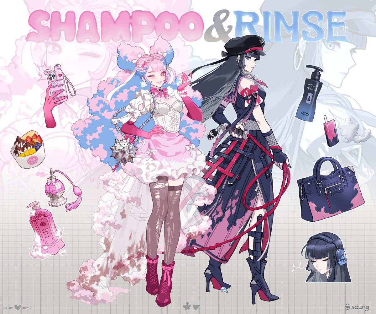 KYUSIII's tweet photo. 샴푸와 린스 Shampoo &amp; Rinse(Conditioner)
#OC #イラスト https://t.co/40Q2438gtQ