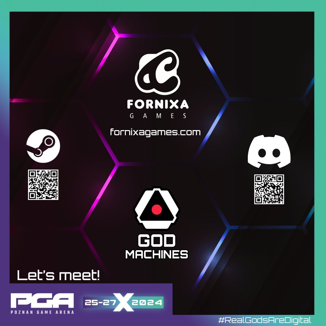 FornixaGames's tweet photo. Meet 𝗚𝗼𝗱 𝗠𝗮𝗰𝗵𝗶𝗻𝗲𝘀 &amp; Fornixa Games at @PoznanGameArena ! 🚀Turn-based RPGs + rogue-like elements + post-apocalyptic mayhem🤖Get ready to join the conversation at #PGA2024 &amp; share your ideas with us! 🎮 #RealGodsAreDigital  #GodMachines #indiegame #gamedev #IndieDevLife https://t.co/N44mnmfkhi