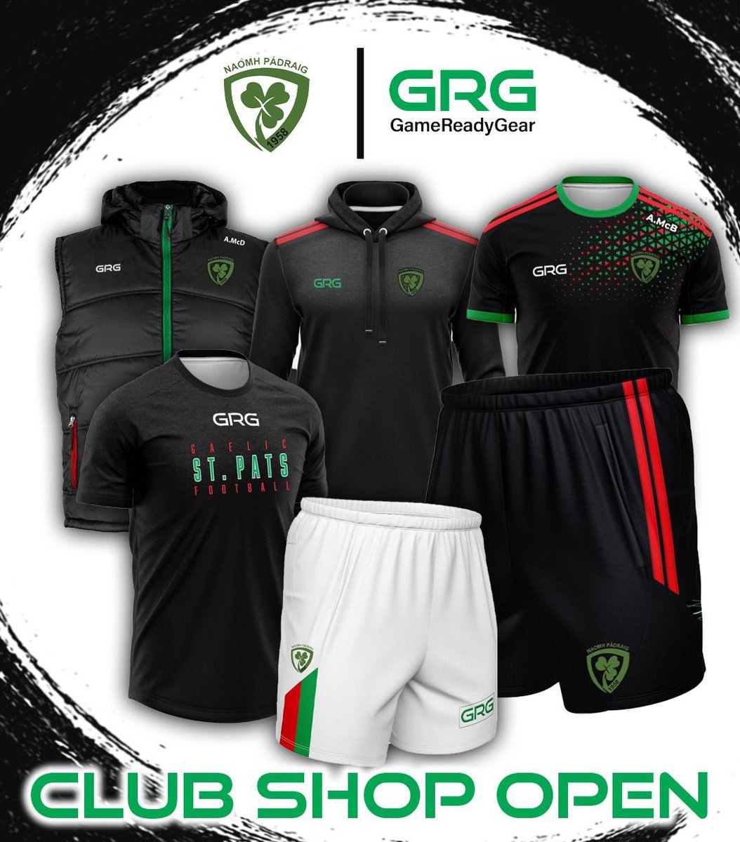 GRG club shop open tomorrow - grg-sports.com/stpats

We are opening a club shop with GRG Sports this week coming Monday, October 21st. The shop will be open for a week. 

The club shop caters for male &amp; female, senior &amp; underage players, coaches, supporters, etc

<a href="/GrgSportswear/">GRG</a>