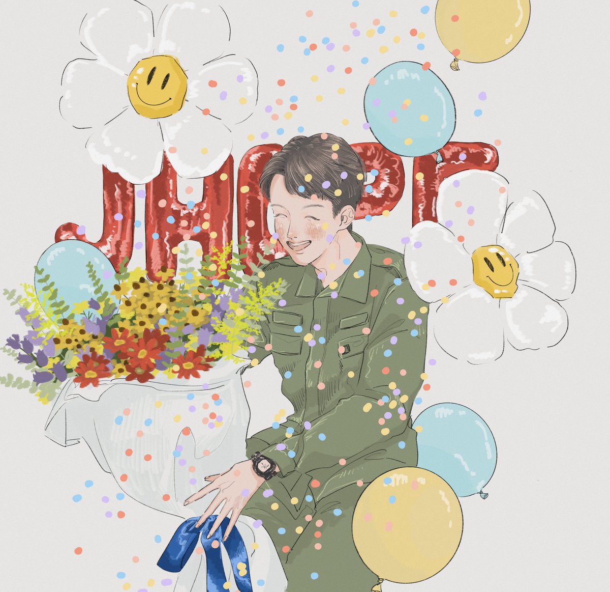 no_csm2's tweet photo. おかえり〜!!!
ほびちゃんの周りはいつもカラフルだね〜!🌼
#JHOPE https://t.co/9uQPxU3OBV