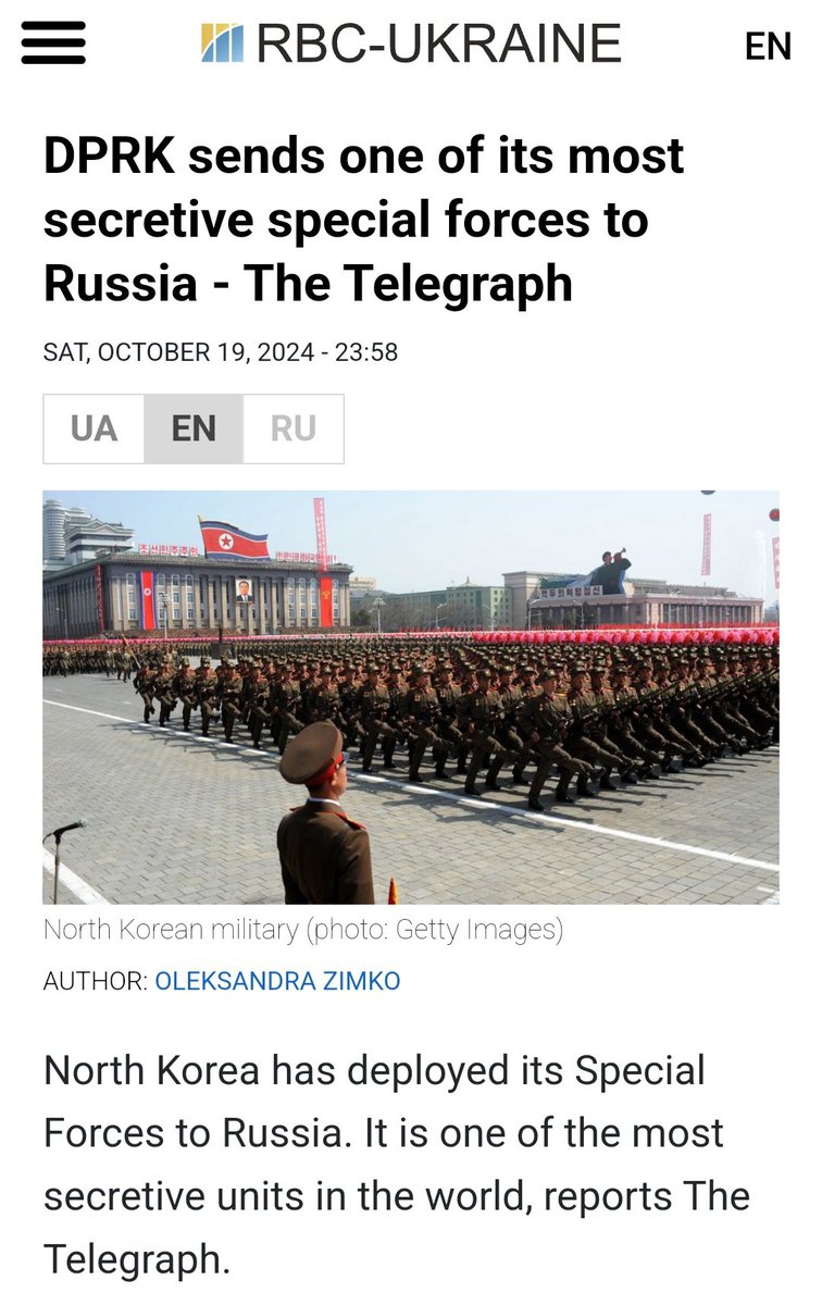 North Korea is sending its Special Operation Forces (SOF) to fight in Ukraine.

France and Germany response to this massive escalation by reducing their military aid to Ukraine.