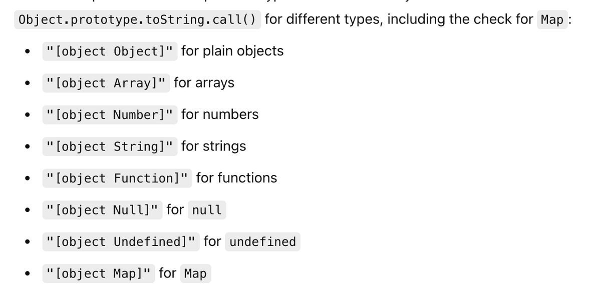 krishnasaini1's tweet photo. #javascript  #Tip1
How do you identify if given object is actually object and not function, null , array, map

Every JS object has an internal [[Class]] property, which is not directly accessible but can be used to classify the object's type using https://t.co/qOM3rqo9cC(myVar) https://t.co/Csw7az1yQi