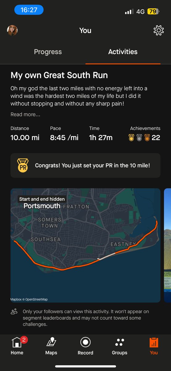 MissMoonFace92's tweet photo. So my official charity event for today was cancelled for poor weather, however I last minute decided to go down yesterday and run the 10 miles anyway. Super proud of myself for getting through 10 miles with an injury and really pleased I’ve raised £750 for Brain Tumour Support! https://t.co/l765M8aWdl