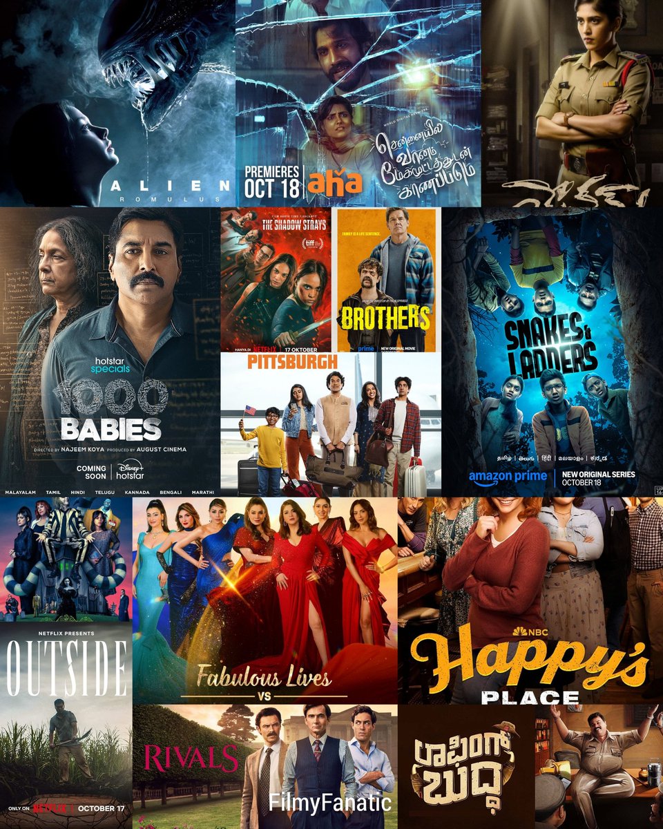 FanaticFilmy's tweet photo. இந்த வார OTT ரிலீஸ்கள் 🤩
#ChennaiyilVaanamMegamootathudanKaanapadum (Tam) - Aha
#SnakeAndLadders (Tam) - Prime Series
#1000Babies (Mal) - Hotstar Series
#Hulla (Hin) - Hotstar
#Yevam (Tel) - Sun NXT
#Brothers (Eng) - Prime
#Kali (Tel) - Etv Win
#Longlegs (Eng) - Prime
#LaughingBuddha (Kan) - Prime
#KrispyRishtay (Hin) - Jio Cinema
#Dhishkyaoon (Marathi) - Prime
#BeetleJuiceBeetleJuice (Eng) - BMS
#ThePradeepsOfPittsburgh (Eng) - Prime
#AlienRomulus (Eng) - Apple TV
#Klaantha (Kan) - Prime Rent
#SweetBobby (Eng) - Netflix Docu
#Culte (French) - Prime Series
#Rivals (Eng) - Hotstar Series
#Outside (Filipino) - Netflix
#HappysPlace (Eng) - Jio Series
#WomenOfTheHour (Eng) - Netflix
#IAmAKiller S5 (Eng) - Netflix Series
#Nemesis S1 (Dutch) - Hotstar Series
#BollywoodWives (Eng) - Netflix Series
#TheParkManiac (Portugese) - Prime
#TheOfficeAustralia (Eng) - Prime Series
#ParisHasFallen (Eng) - Lionsgate Series
#TheShadowStrays (Indonesian) - Netflix
#SoulStories (Mal) - Manorama Max Series
#TheManWhoLoveUFOs (Spanish) - Netflix
#NightWatchDemonsAreForever (Eng) - BMS
#WeAreGolden (Spanish) - Prime