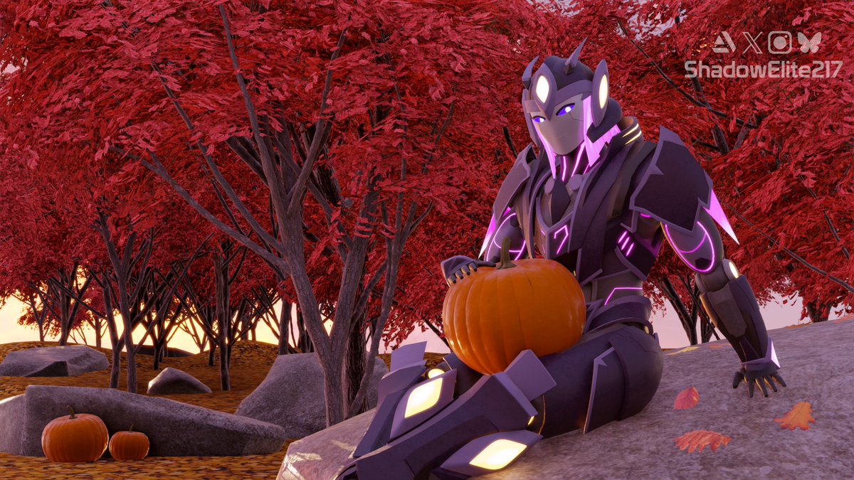 Enjoying the Fall weather, and was inspired to make a render after seeing a beautiful sunset! Also wanted to make a wholesome art piece with a peaceful vibe, its been a while. "Kyrie's Autumn Afternoon" 🍂

#Knight #Robot #Blender #b3d