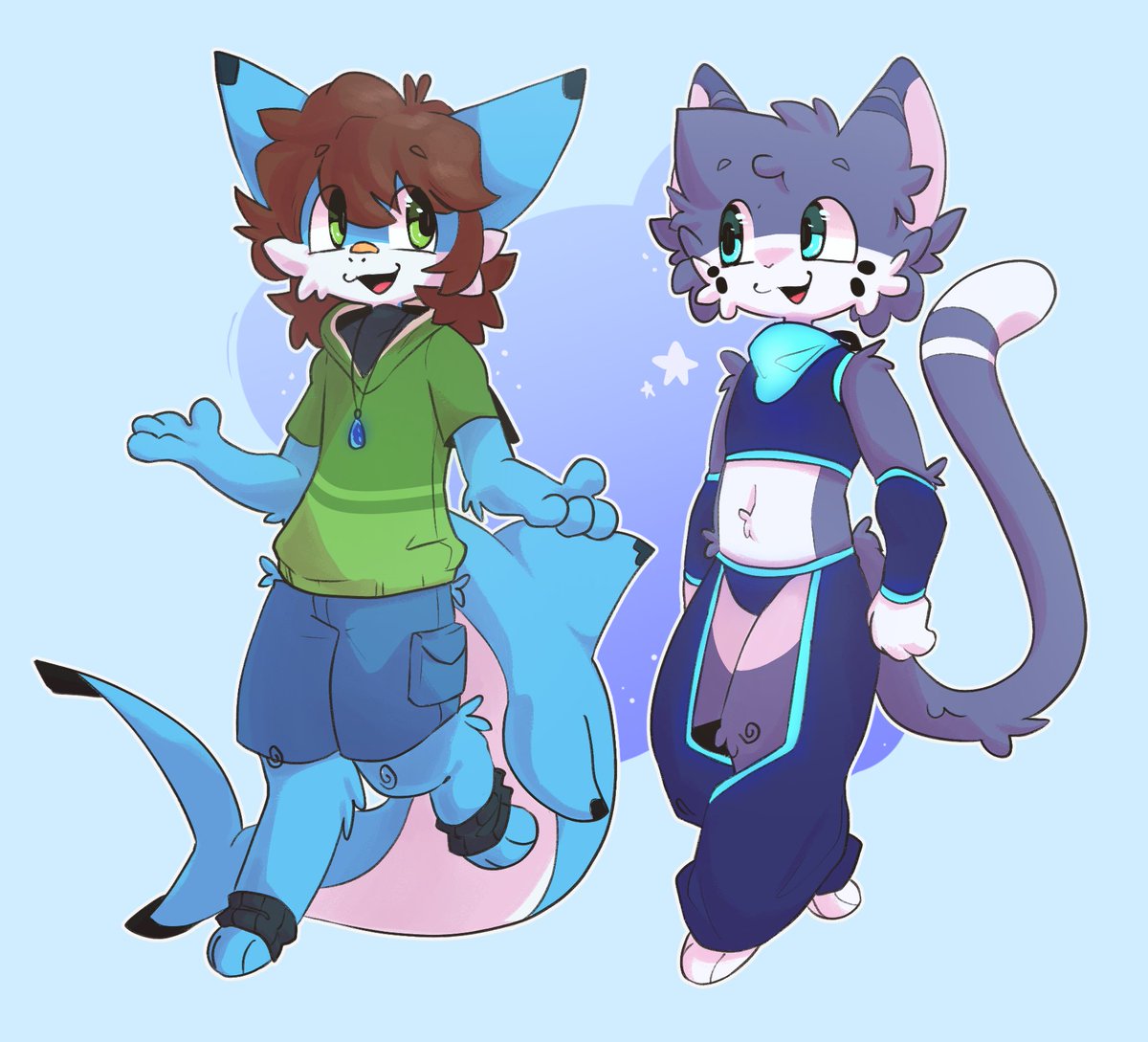 Me and a cute cat friend of mine, <a href="/Zaarunyan/">Zaaru 🌊</a>!

Artwork is by the artist @thatoneirises