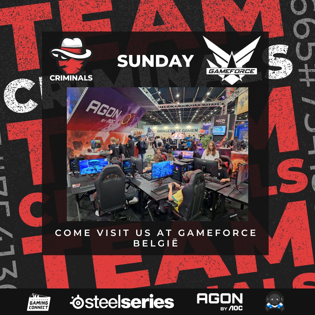 CriminalsORG's tweet photo. You can find us at Gameforce België at the AOC and EVNIA stands this weekend, so please come pay us a visit!
#gaming #esports #gameforce #criminalstakingover https://t.co/VmOgnzaiVj