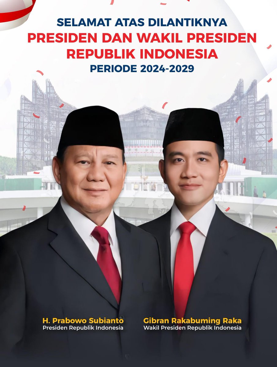 Selamat bertugas Presiden Prabowo Subianto dan Wakil Presiden Gibran Rakabuming. Semoga amanah dalam memimpin bangsa menuju kemajuan dan kesejahteraan bersama.
#PresidenIndonesia🇮🇩 
#Presiden #indonesia