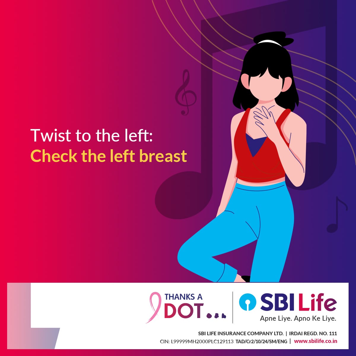 SBILife's tweet photo. Time to dance for your health! Get your groove on while checking for lumps-because early detection is everything!
Join the Hug of Life movement and make self-exams a part of your routine!Tag a friend to join the dance party!
#HugOfLife #ThanksADot #BreastCancerAwareness #SBILife https://t.co/QhfaK7rx3W