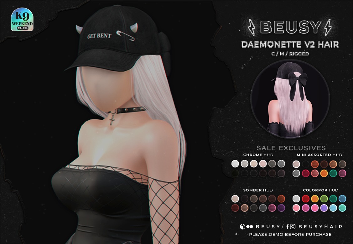 KawaiiFeedSL's tweet photo. Beusy: Demonette V2 Hair〡K9 Weekend Sale @ Mainstore〡Taxi: https://t.co/rwPsBc5R8r
#secondlife #metaverse #beusy #k9weekendsale #maisntore #kawaiifeed https://t.co/FJ6pYEBFvt