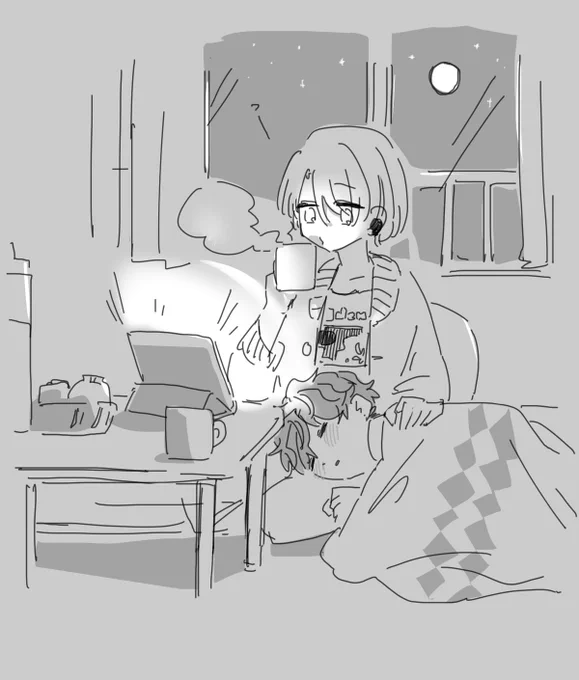 #ひいあいワンドロワンライ

めちゃ遅刻参加ですみません…!
「夜ふかし」 